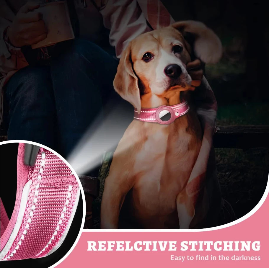 Reflective AirTag Dog Collar – Heavy Duty & Adjustable GPS Holder