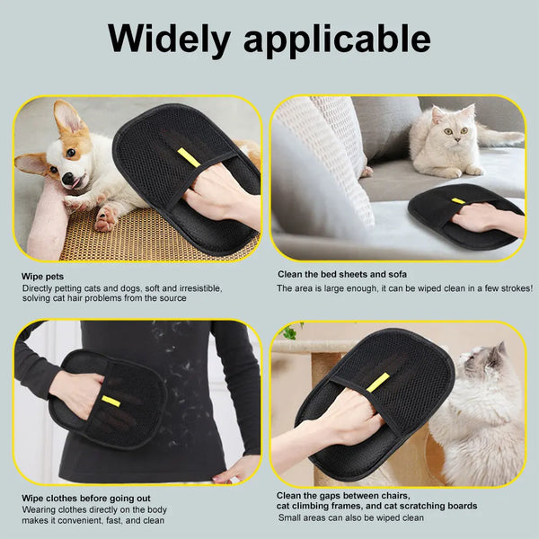 Pet Grooming Gloves Deshedding Brush Glove for Dog Cat Rabbit with Long/Short/Curly Hair