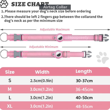 Reflective AirTag Dog Collar – Heavy Duty & Adjustable GPS Holder
