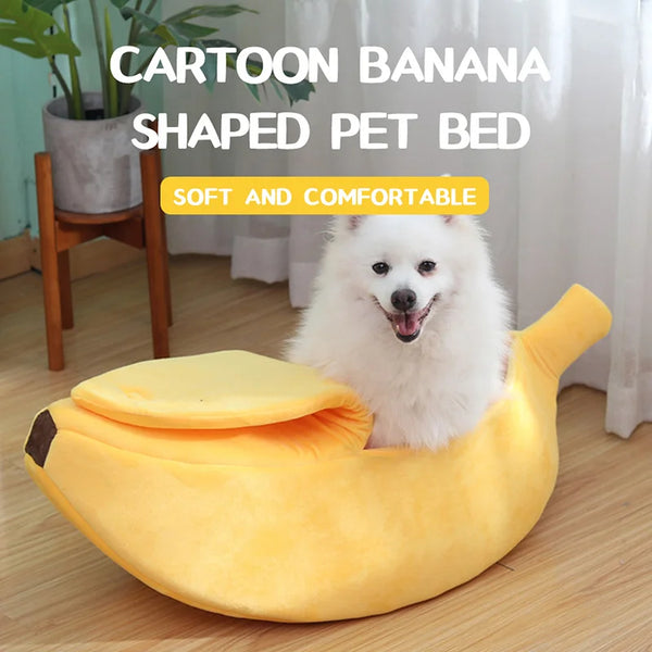 Banana Cat & Dog Bed House – Cozy & Portable Pet Basket