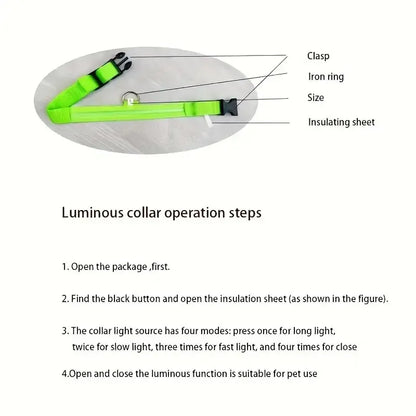 Led Dog Collar – Glow-in-the-Dark -Dog Safety Collar