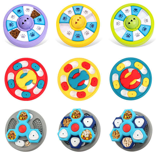 Puzzle-style slow feeder bowl for dogs and cats, non-slip base, variants