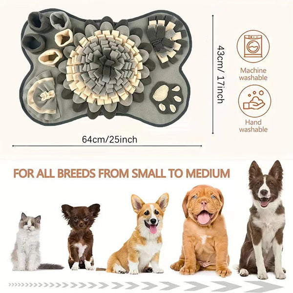 Soft fleece pet smell mat for foraging and slow feeding for all breeds from small to medium
